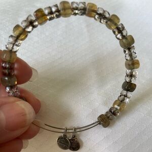 Alex and Ani Smoky Quartz and Topaz Crystal Beaded Bangle Bracelet. EUC.